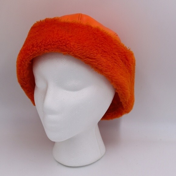 Vintage YR Bright Orange Hunting Visible Florescent Orange Trapper Hat LG - Picture 2 of 9